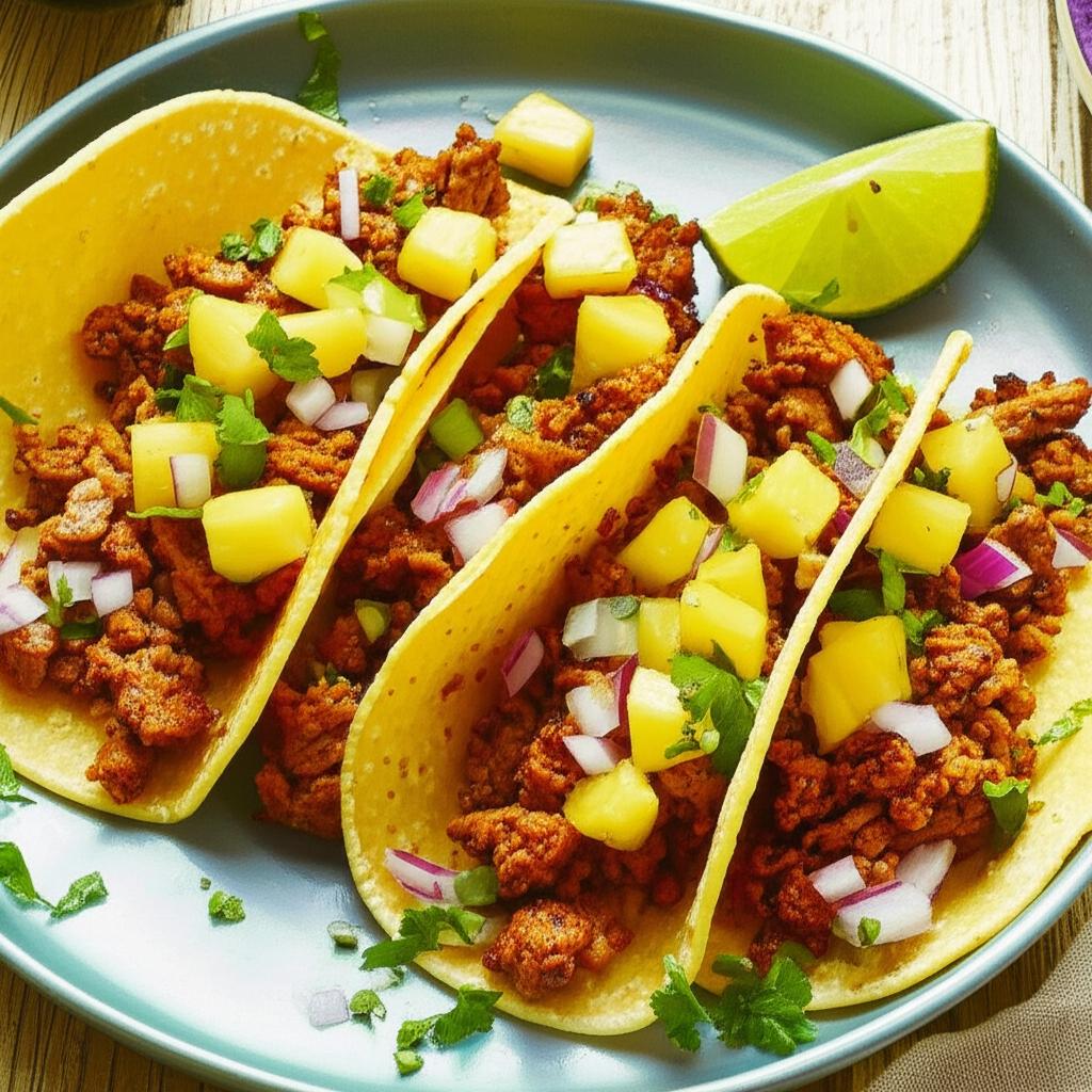 Ground Pork Tacos with Pineapple Salsa